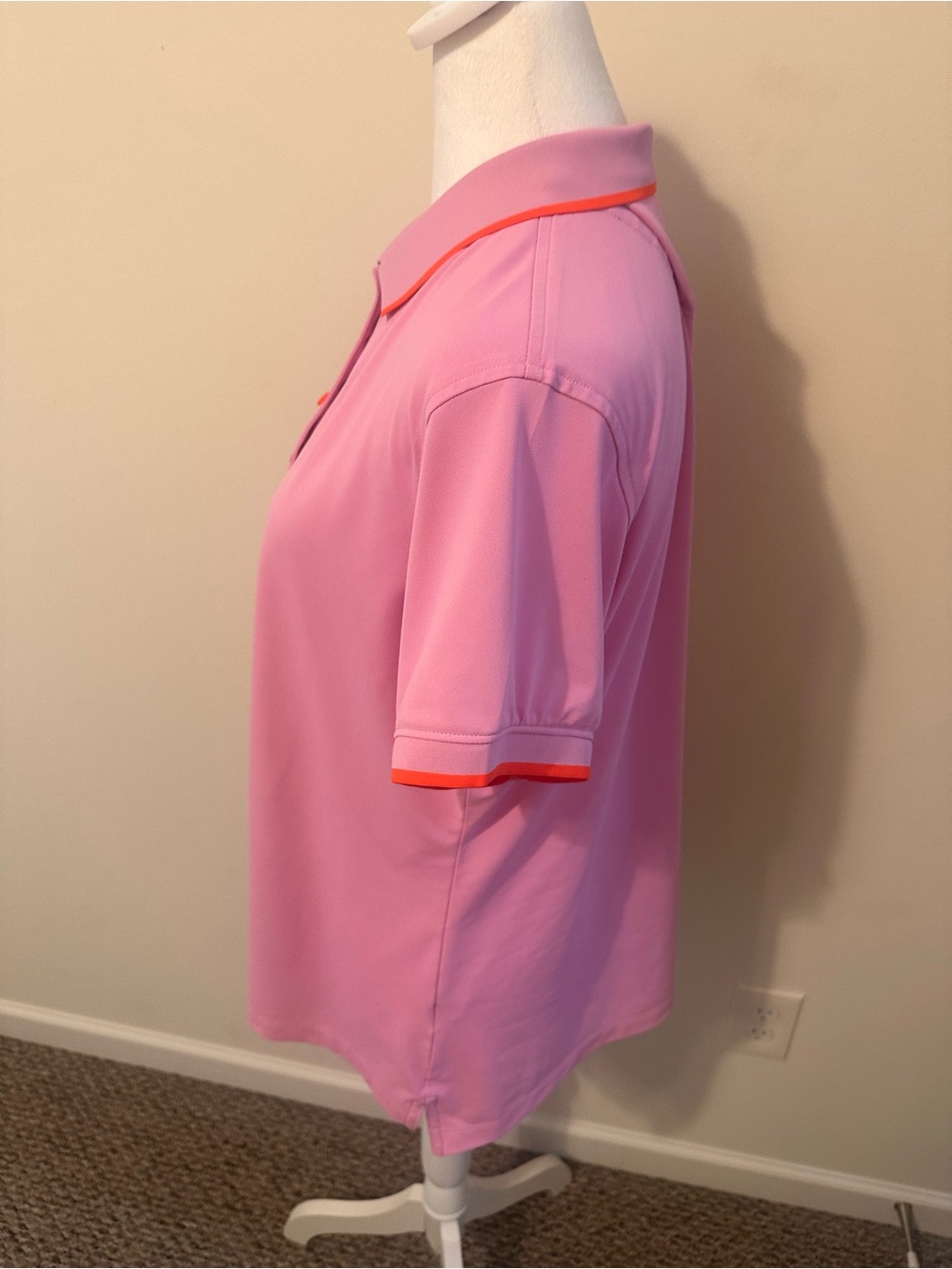 Peter Millar Women’s Pink Polo Golf Top with Orange Trim Size XL - Picture 2 of 5